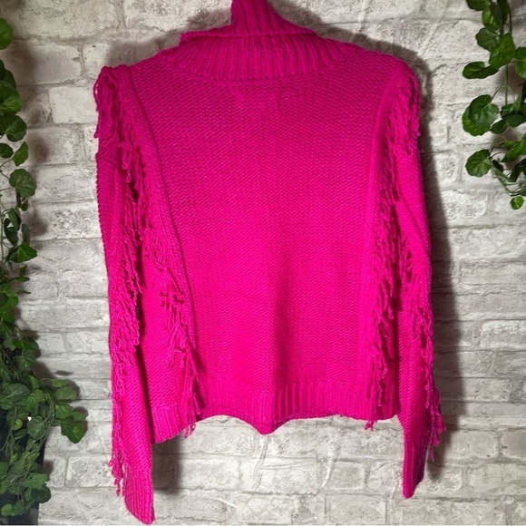 Lou & Grey for Loft‎ Sweater Women’s Sz XS Fushia Fringe Turtleneck - Picture 4 of 8